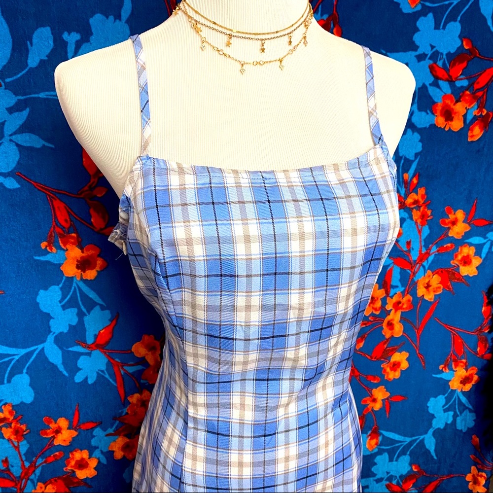 Blue plaid body con dress from shein size xl
